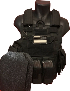 Tactical Vest Plate Carrier W/ 2 10x12 Curved Plates- BUNDLE